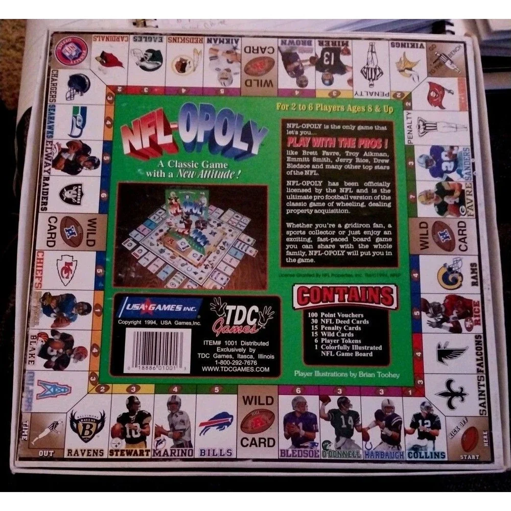 Vintage 1994 NFL-Opoly Board Game TDC Games Football Sports Complete